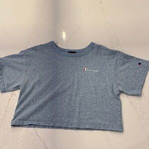 Champion Women's Heritage cropped t-shirt Heather Blue Short Sleeve Tee